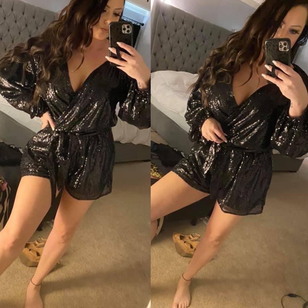 Umgee Sequin Shorts Romper